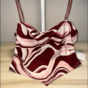 spaghetti strip Cropped printed shirt with opened back and blinged out drip.